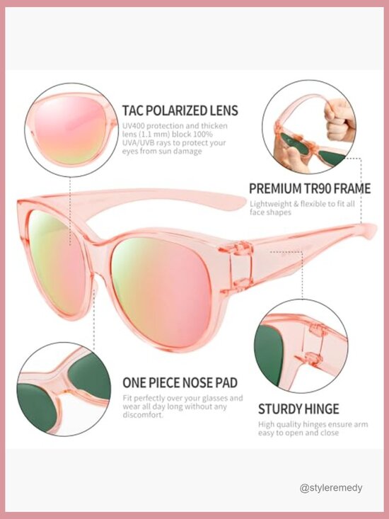 Polarized Fit Over Sunglasses, TR90 Frame, Cat Eye Style, UV400 Protection main image 5